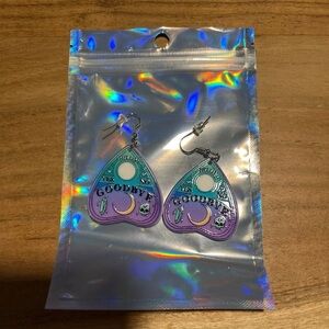 NEW NWT Purple and Teal Ouija Earrings